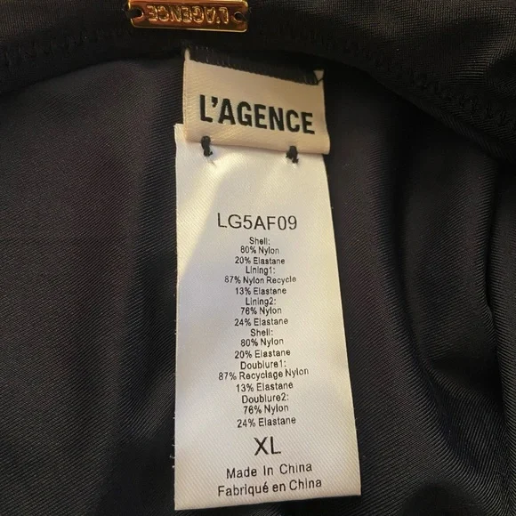 L'AGENCE Lisa Plunge One-Piece Swimsuit Black Gold Coin Size XL - Picture 15 of 16